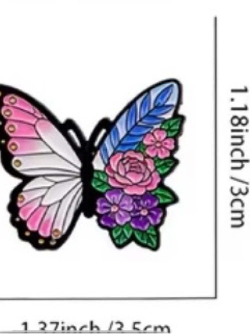 Pink Butterfly Enamel Pin - Decorative Accessory - Picture 3 of 3